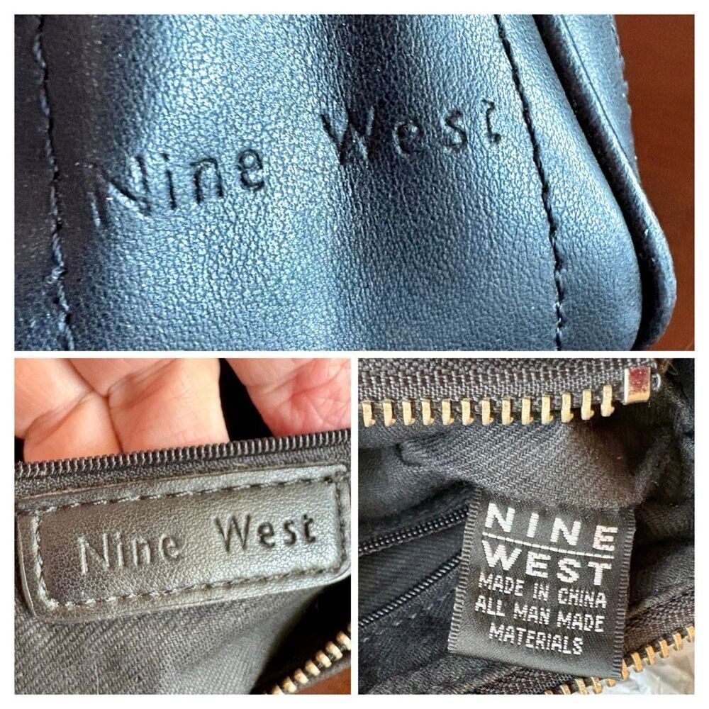NINE WEST - Vintage-Style Shoulder Bag in Black Faux Leather. Perfect Condition - Picture 14 of 15